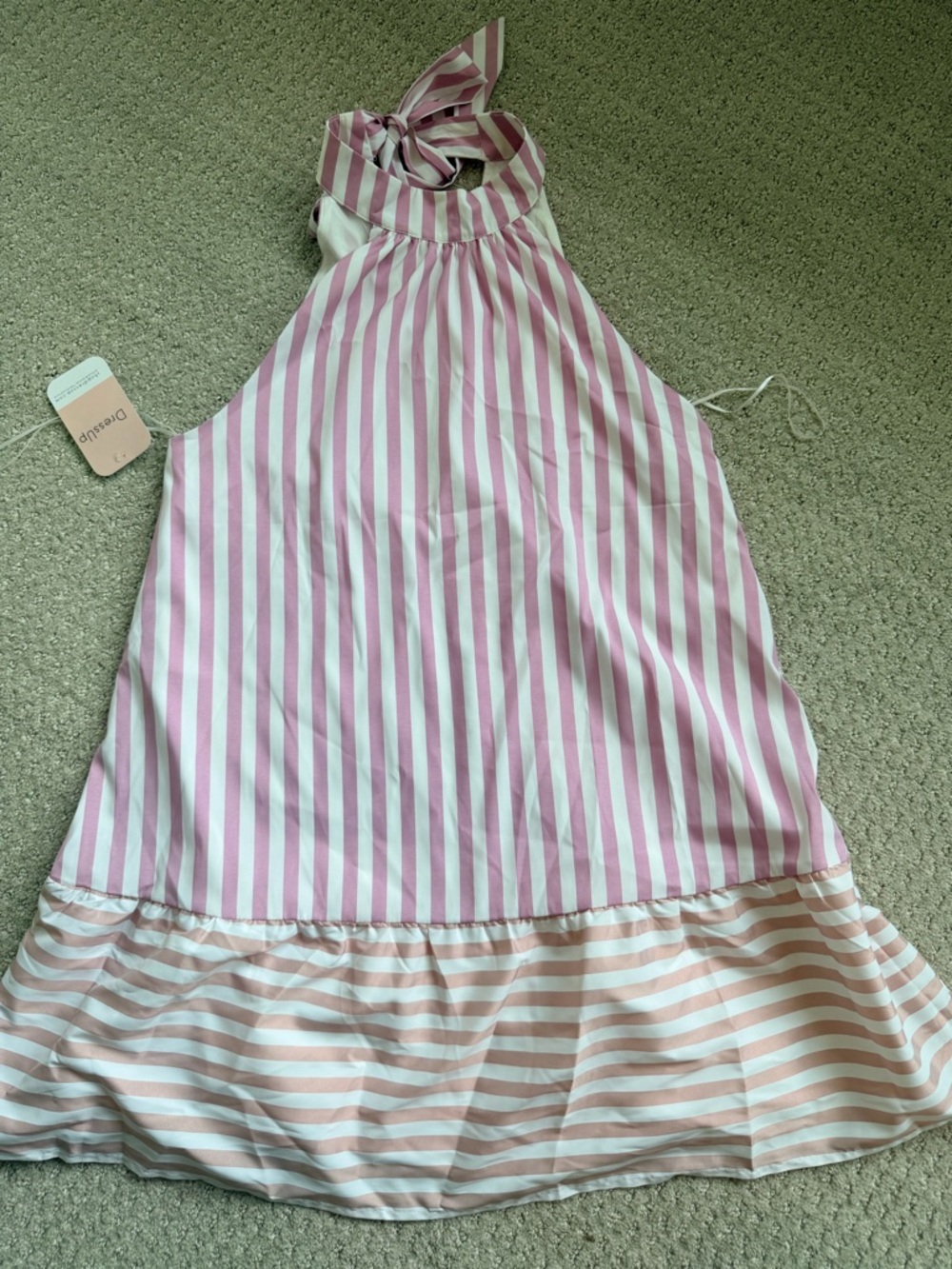 Striped Pink and white Halter Mini Dress